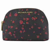 MICHAEL KORS Jet Set 玫瑰花印花萬用包/化妝包.黑