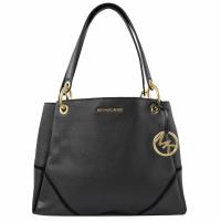 MICHAEL KORS Nicole 新款 荔枝牛皮拼接肩背包.黑