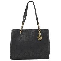 MICHAEL KORS SOFIA 圓形MK吊飾壓花鍊條肩背包.黑