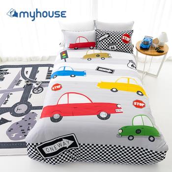 BabyTiger虎兒寶  MYHOUSE  韓國超細纖維兩件式四季枕被組 - 瘋狂賽車