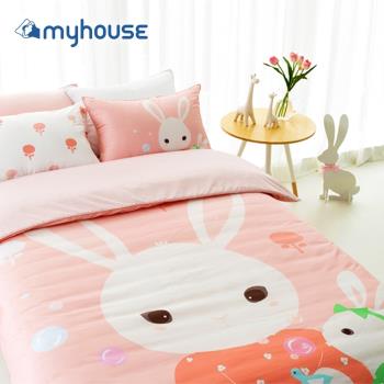 BabyTiger虎兒寶  MYHOUSE  韓國超細纖維兩件式四季枕被組 - 兔寶家族 