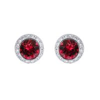SWAROVSKI 施華洛世奇 璀璨紅水晶圓型銀色耳環 5446022
