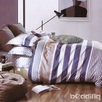 BEDDING-專櫃純棉6x7尺特大雙人薄式床包涼被四件組-繽紛摩卡-藍
