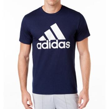 Adidas 2019男時尚大標誌深藍色圓領短袖ㄒ恤