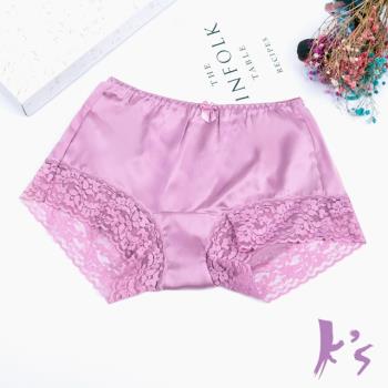 Ks凱恩絲 台灣製 純蠶絲透氣親膚涼感四角平口內褲 (紫色)