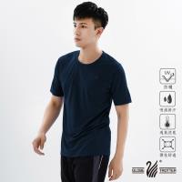 【遊遍天下】 MIT台灣製中性款透氣吸排圓領機能衫(丈青L)