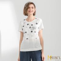MONS立體刺繡圓點圖案棉質短袖上衣