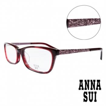 【ANNA SUI 安娜蘇】立體薔薇浮雕造型眼鏡-復古紅(AS624-209)