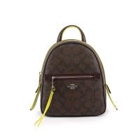 COACH PVC LOGO口袋後背包(小)(棕/螢光黃) F38998 SVDLP