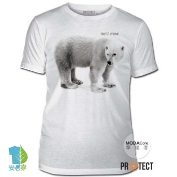 摩達客-預購-美國The Mountain保育系列守護北極熊家園白色修身短袖T恤 柔軟舒適高級混紡