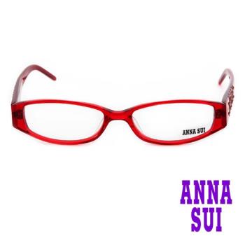 【ANNA SUI】日本安娜蘇 時尚金鑽幾何造型平光眼鏡-紅 (AS102-05)