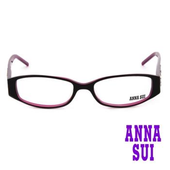 【ANNA SUI】日本安娜蘇 時尚粉鑽幾何造型平光眼鏡-黑 (AS102-04)