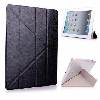 iPad mini5 7.9 2019 A2133 蠶絲紋Y折保護皮套(黑)