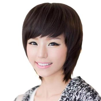 【米蘭精品】整頂假髮真髮絲-手織時尚可愛短髮女假髮73vc10