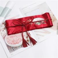 【米蘭精品】腰帶緞面腰封-扇子刺繡綁帶絲綢女配件5色73vh5