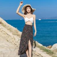 【維拉森林】復古印花高腰海邊度假沙灘裙-F(共三色)