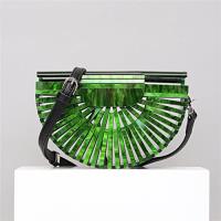 【米蘭精品】晚宴包鏤空側背包-壓克力半圓型翻蓋竹藍包女包包2色73vj5