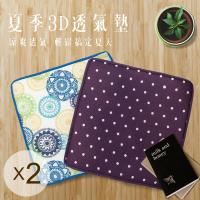 山德力Luxury Deco 好丫椅座墊3D透氣座墊50X50沙灘墊 椅墊 沙發墊 寵物汽車萬用墊2入裝(透氣不悶熱 3D蜂巢設計)