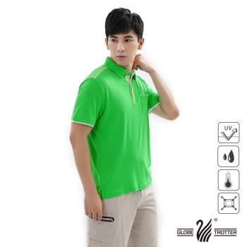 【遊遍天下】男款吸濕排汗抗UV機能POLO衫GS1033綠白