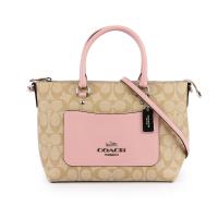 COACH 馬車LOGO口袋皮革二用包(BABY粉) F38089 SVOSA