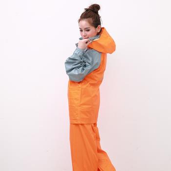 風動二件式風雨衣-橘/淺灰