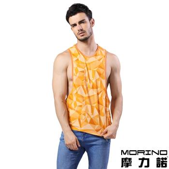 男內衣 設計師聯名-幾何迷彩時尚健身開衩背心 橘色 MORINOxLUCAS