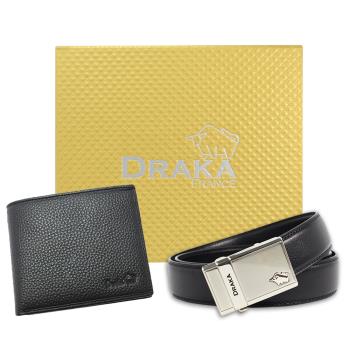 DRAKA 達卡 - 黃金禮盒 真皮皮夾+自動皮帶-6016