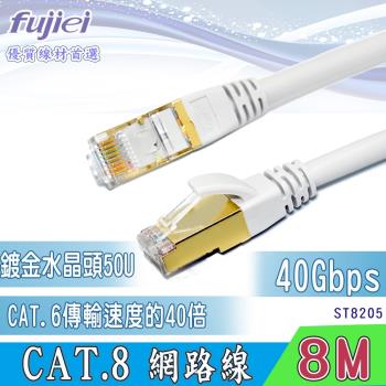fujiei CAT.8 超高速網路線 8M (鍍金水晶頭50μ) ST8205