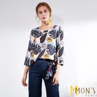MONS法式精品海島風7分袖印花上衣