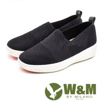W&M(女)飛線編織厚底鑲鑽增高鞋-黑(另有白/粉)