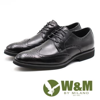 W&M (男)壓紋紳士綁帶皮鞋-黑(另有咖)