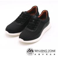 【WALKING ZONE】真皮透氣運動鞋 男鞋-黑(另有鐵灰)