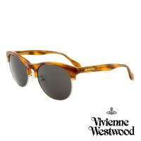 Vivienne Westwood 英國薇薇安魏斯伍德經典眉框鑲鑽水銀鏡面太陽眼鏡- 琥珀 AN763E03