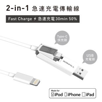 GDMALL 蘋果傳輸快充線 -1.2米 MFi TYPE-C對 Lightning快充傳輸線 x  專利USB接頭 