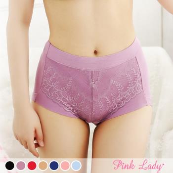 PinkLady 100%蠶絲褲底蕾絲包臀中高腰單件內褲