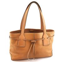 TODS 駝色粒面牛皮肩背束繩托特包 (展示品)
