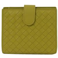 BOTTEGA VENETA 121059 編織小羊皮扣式中夾.黃綠