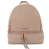 MICHAEL KORS Rhea zip 玫瑰花鉚釘雙層雙肩後背包.柔粉