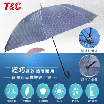 TC 23吋超輕量時尚紳士直傘-藍綠色(晴雨兩用/超防潑水/抗UV) 23243T-BG