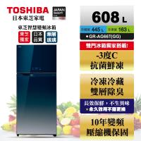 【滿額登記搶大同快煮壺】TOSHIBA 東芝608公升一級能效雙門鏡面冰箱 漸層藍GR-AG66T(GG)