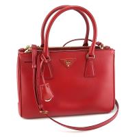 PRADA 紅色斜紋牛皮立體三角牌手提肩背兩用殺手包(展示品)