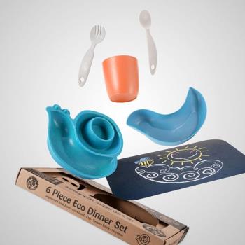 Lets GO Eco 兒童環保無毒餐具６件組 (蝸牛造型-藍色)