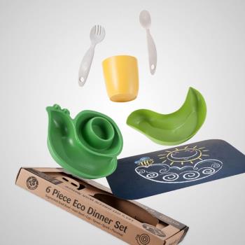 Lets GO Eco 兒童環保無毒餐具６件組 (蝸牛造型-綠色)