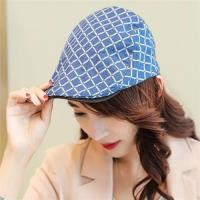 【米蘭精品】貝雷帽鴨舌帽藍色格子休閒百搭女帽子73vt13