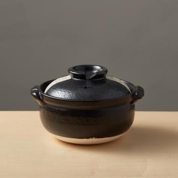 有種創意 - 日本萬古燒 - 珠玉點點雜炊土鍋5.5號 - 黑(0.9L)