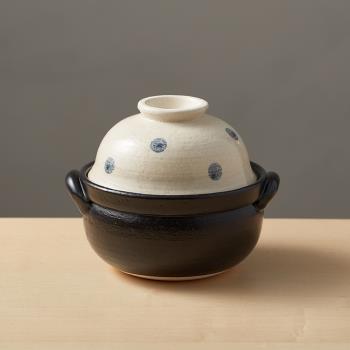 有種創意 - 日本萬古燒 - 兩用蓋碗土鍋 - 水玉點點(1.1L)
