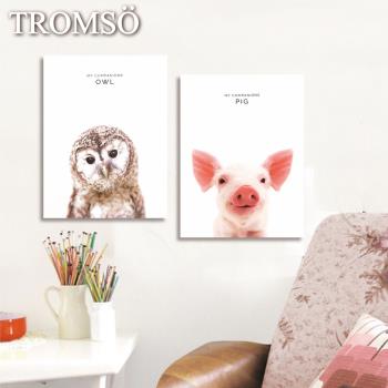 TROMSO-時尚無框畫_30x40cm兩幅一組 小豬貓頭鷹