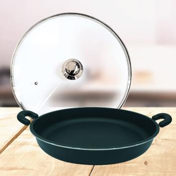 派樂嚴選 遠紅外線料理盤超大煎烤盤40cm含玻璃鍋蓋