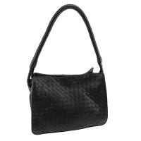 BOTTEGA VENETA 黑色編織羊肩背方形雙層小方包(展示品)