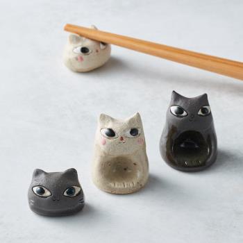 有種創意 - 日本美濃燒 - 陶製手作筷架 - 貓咪雙件組(4選2)